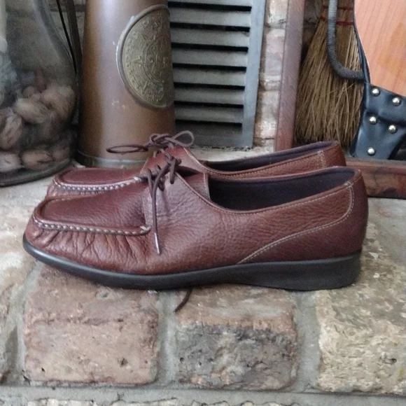 SAS Womens 9m Shoes Leather Moc Toe Lace Up Handcrafted USA Comfort Moccasins - Picture 4 of 9